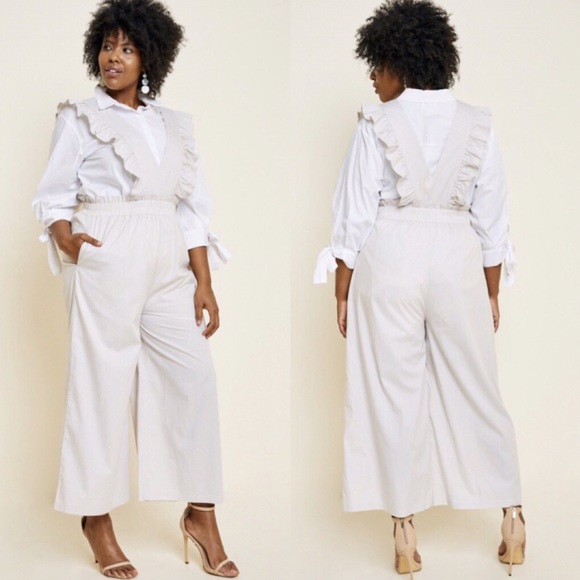 Pants - PLUS SIZE!!! Stripe Cut-out Wide Leg Jump…